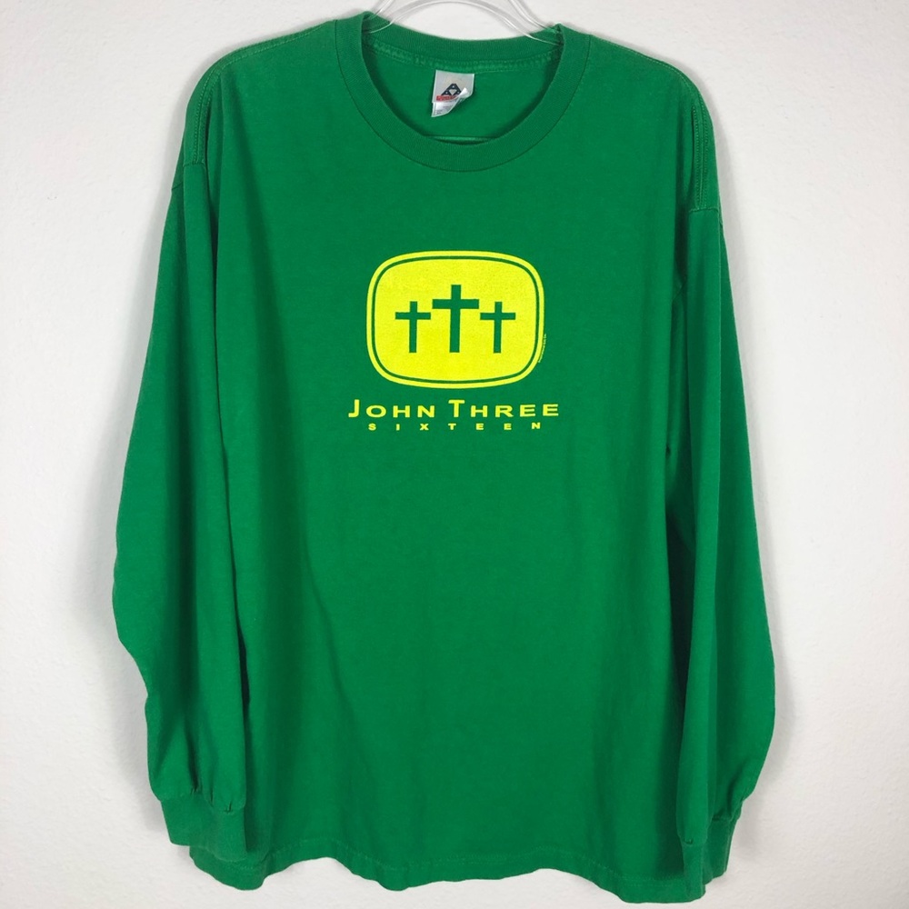 XL John 3:16 Green Long Sleeve Tee
